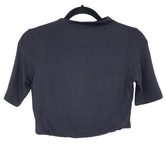 Naked Wardrobe Black Mock Neck Crop Form Fit Short Sleeve Top Size Large - Picture 4 of 4